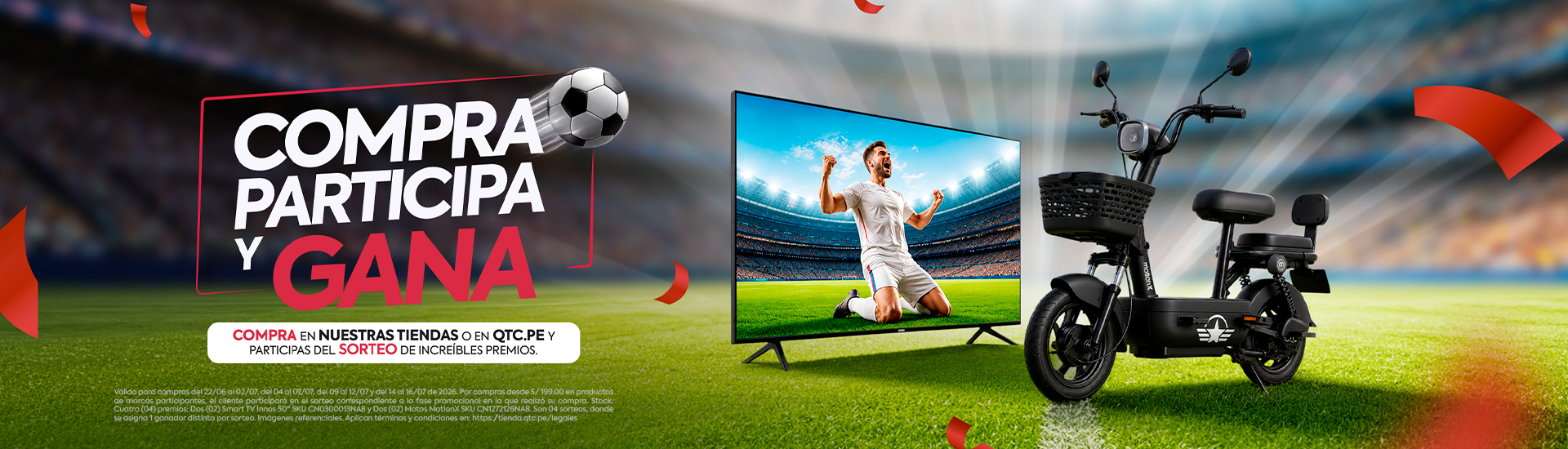 Compra, Participa y Gana – QTC Mundial 2026. Compra en nuestras tiendas o en QTC.PE y participa del sorteo de increíbles premios.